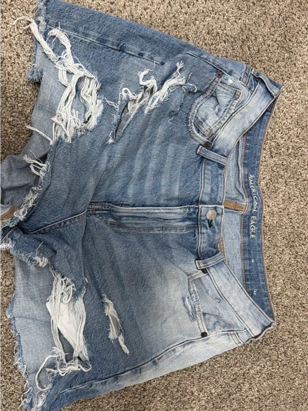 American Eagle Outfitters Distressed Light Blue Denim Cutoff Shorts
